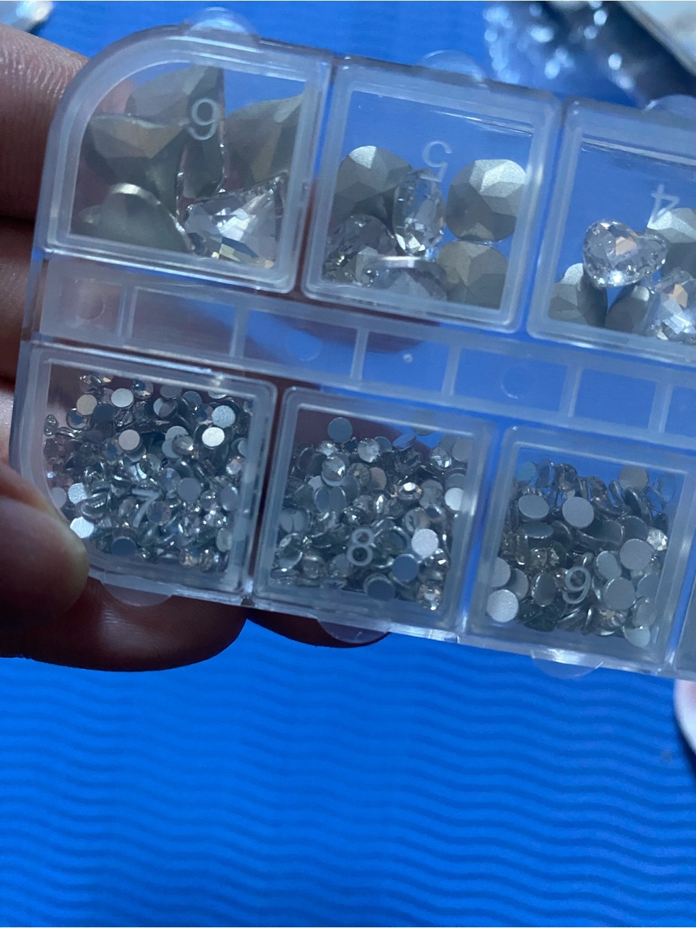Silver Nail Rhinestone Mix - 12-Compartment Decorative Set - Picture 2 of 2